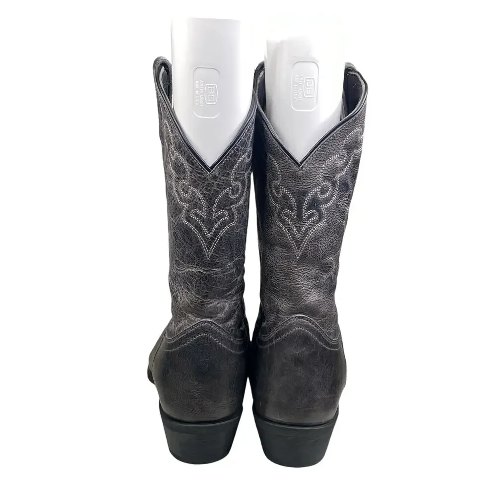 Dingo Mens Grey Leather Round Toe Western Cowboy Boots Size US 11.5 EW